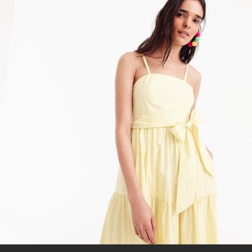 J.Crew tiered yellow w/ white stripes maxi dress